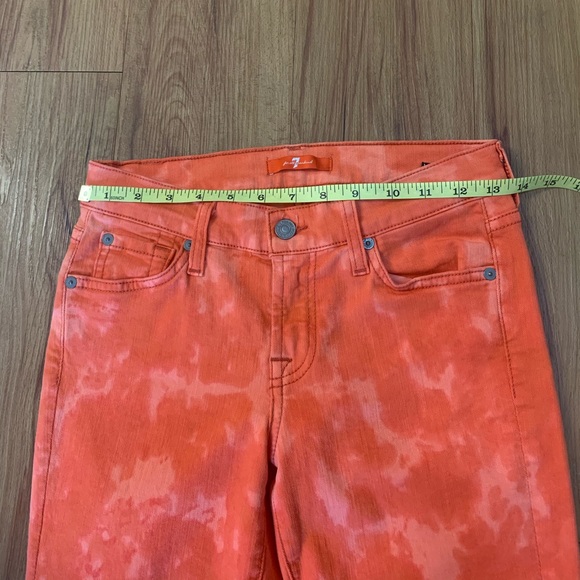 7 For All Mankind Orange Tie Dye Skinny Jeans - Picture 9 of 11